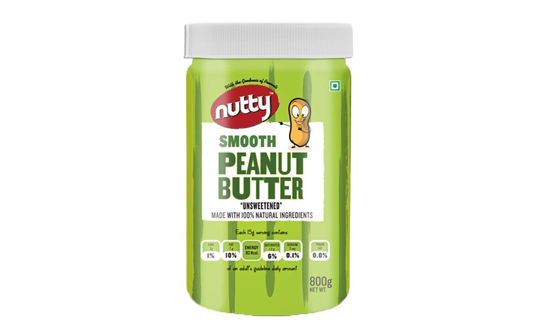 Nutty Smooth Peanut Butter unsweetener   Plastic Jar  800 grams